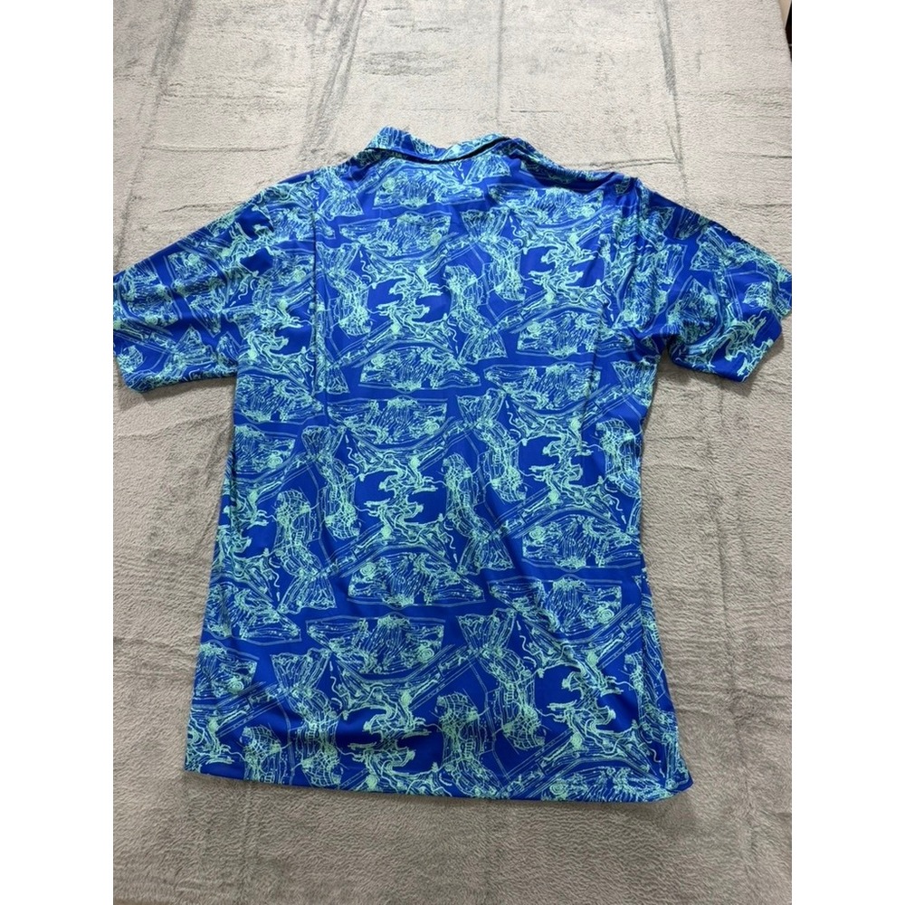 Donald Ross Polo Shirt Mens XXL Blue Golf Print Performance Short Sleeve - Picture 9 of 11